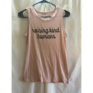 Grayson Threads “Raising Kind Humans” Tank Top XS Blush Pink Graphic